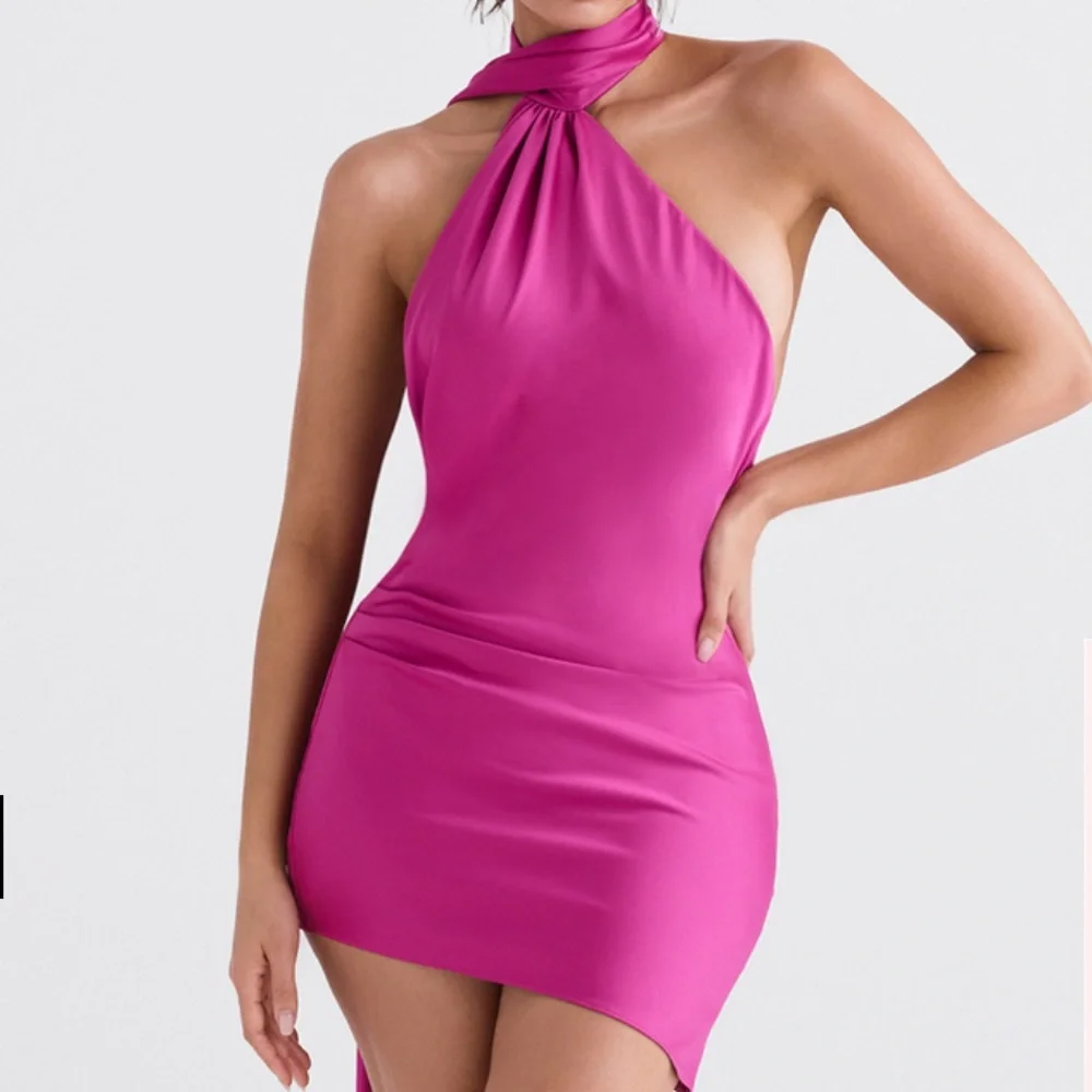 💖 HOUSE OF CB HOT PINK WRAP NECK DRESS 💖 - Picture 2 of 15